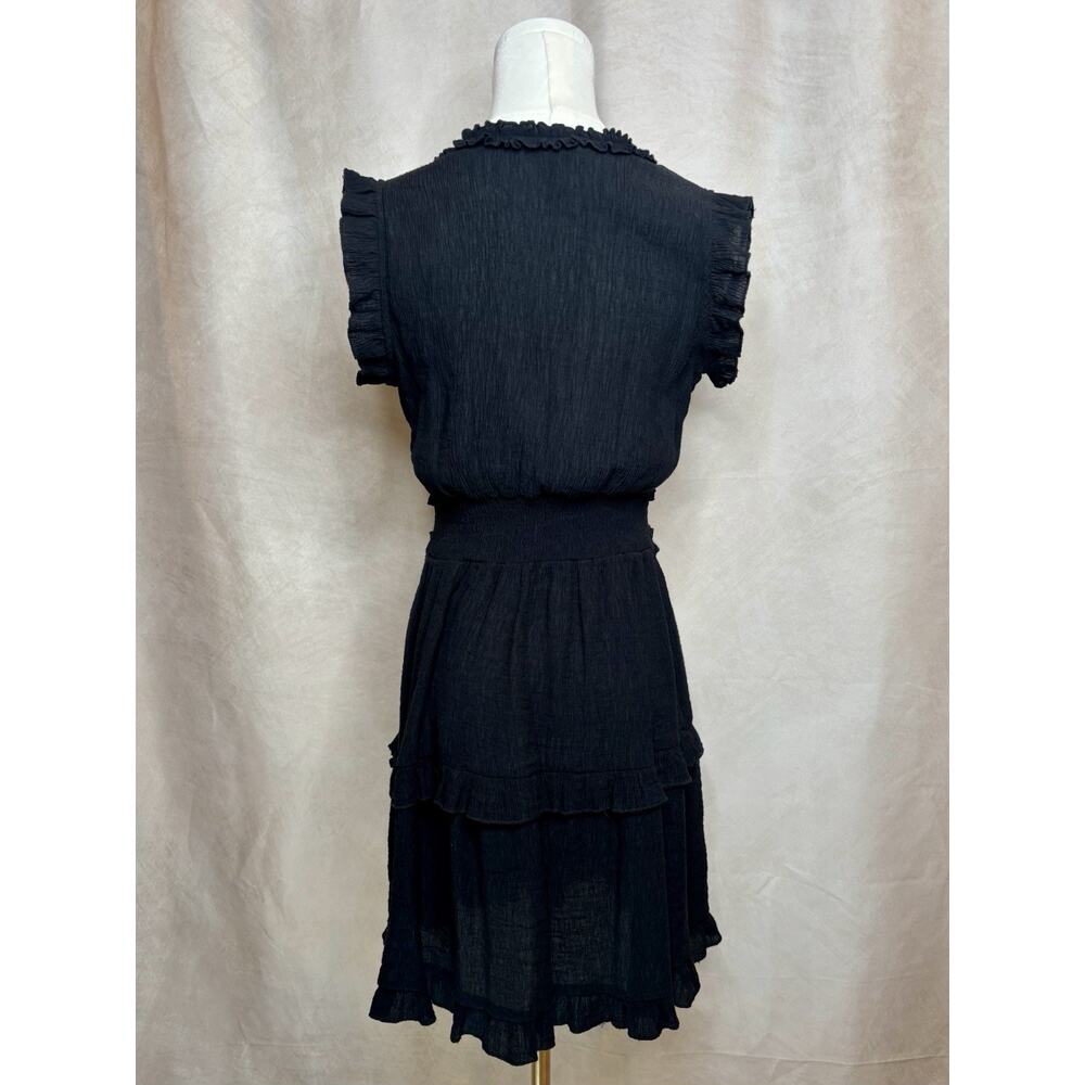 Olivia Grey Black Ruffle Tiered Mini Dress Women’s Medium Boho Romantic - Picture 2 of 5